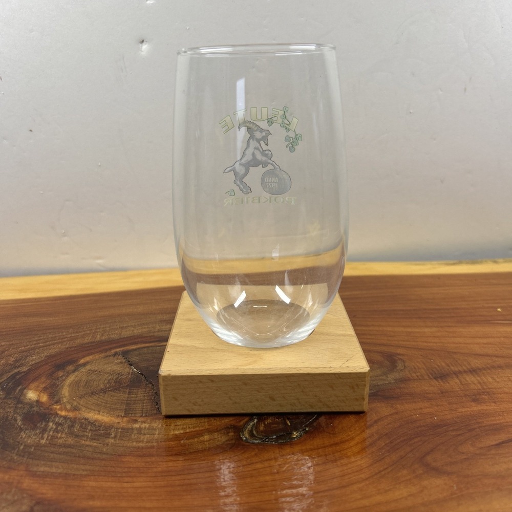Leute Bokbier Belgian Beer‎ Stemless 0.33L Glass with Printed Logo Wooden Holder - Picture 3 of 6